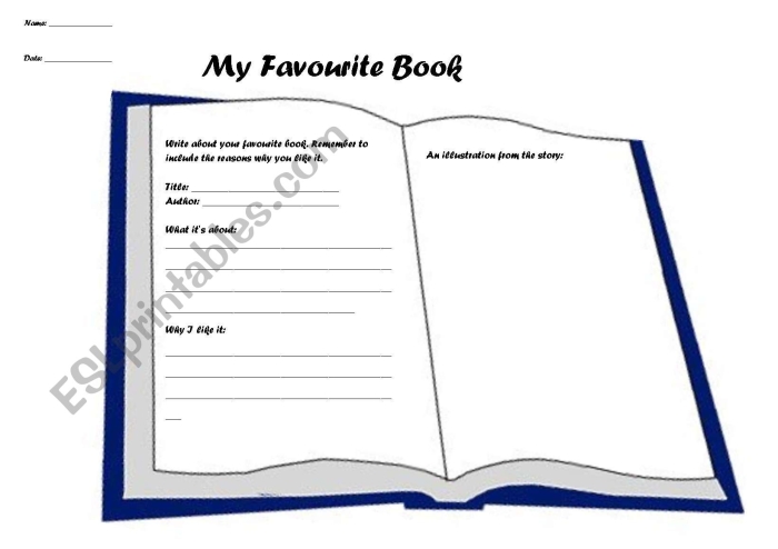 Worksheet for helping students write persuasive essays about their favorite books My Favorite Book Outline worksheet for second graders to organize their opinion writing