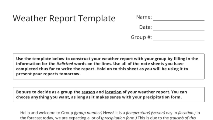 Visual representation of the My Internal Weather Report worksheet for understanding feelings Worksheet for tracking emotions in second graders using the My Internal Weather Report method
