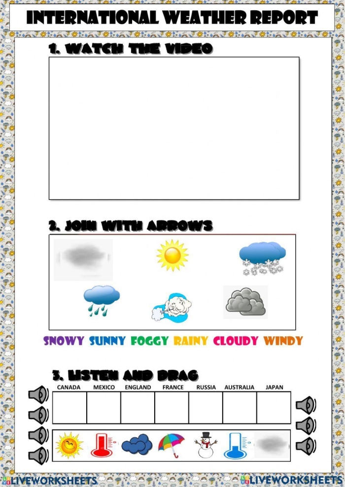 My Internal Weather Report worksheet for second graders to identify feelings Worksheet for tracking emotions using the My Internal Weather Report activity