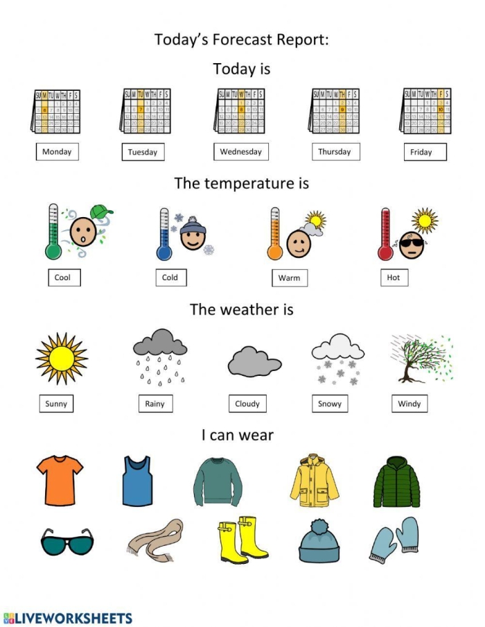 Integers and Rational Numbers worksheet for Second Grade A colorful worksheet titled "My Internal Weather Report" designed for second graders to explore their emotions. An engaging educational tool for understanding feelings through weather metaphors.