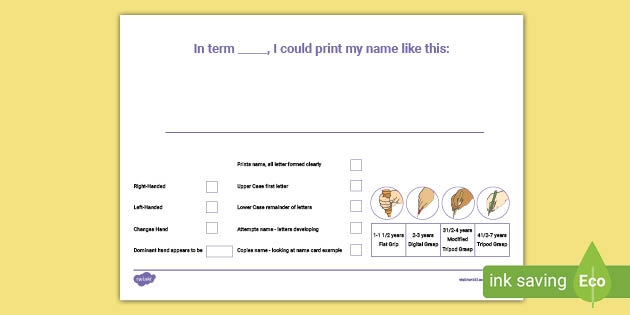Pre-K students practicing writing their own names on a name writing assessment worksheet