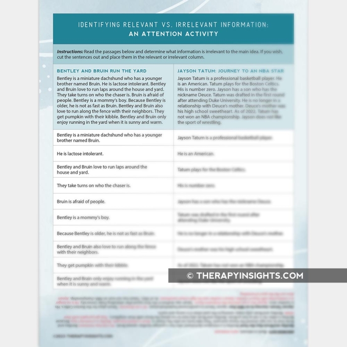 Narrative Writing Worksheet 20: Identifying and Eliminating Irrelevant Story Details Sixth-grade student worksheet showing narrative writing exercise with sentences highlighting unnecessary details to remove from a story