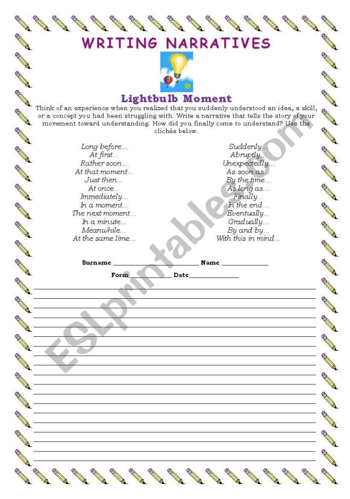 Narrative Genres Classification Map for Elementary Phonics Learners A third grade student's worksheet showing a narrative genres map with different types of stories branching from a central narrative concept