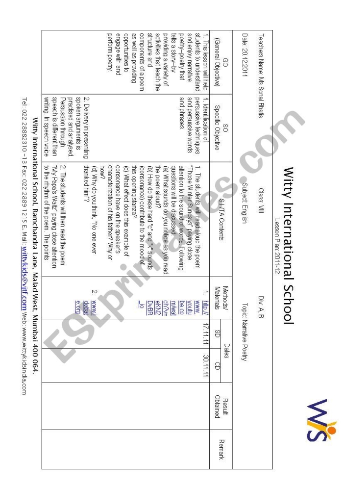 Third grade student working on a narrative poetry worksheet activity
