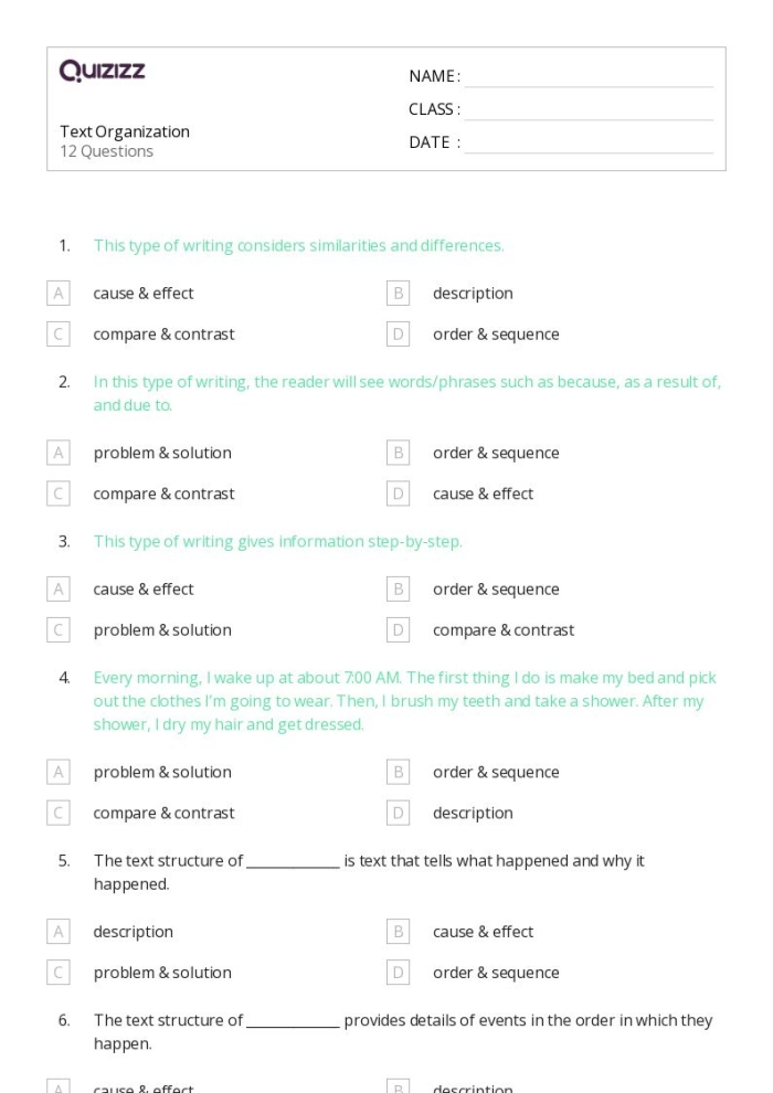 A fourth grade student completes an Organization in Writing worksheet to structure their narrative about a special adventure.