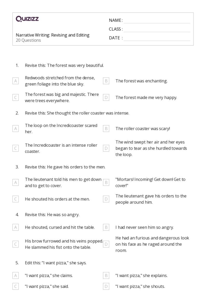 Standards-based evaluation tool for narrative writing in sixth grade Narrative Writing Rubric for 6th grade worksheet assessing student skills