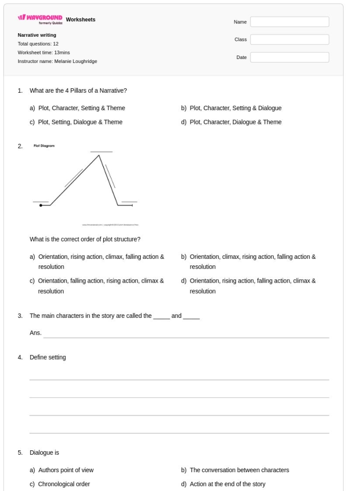 Standards-based rubric designed for 6th grade narrative writing evaluation Narrative Writing Rubric worksheet for assessing 6th grade students' writing skills