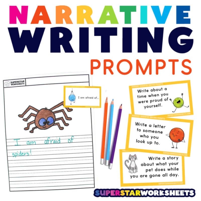 First grade students working on a narrative writing prompt worksheet