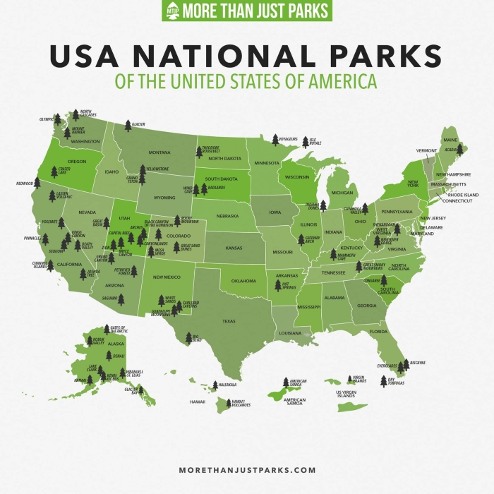 Colorful map of the United States showing all 50 states with space to locate and mark favorite national parks for second grade students
