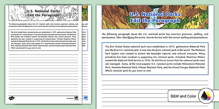 National Parks Map worksheet for Second Grade
