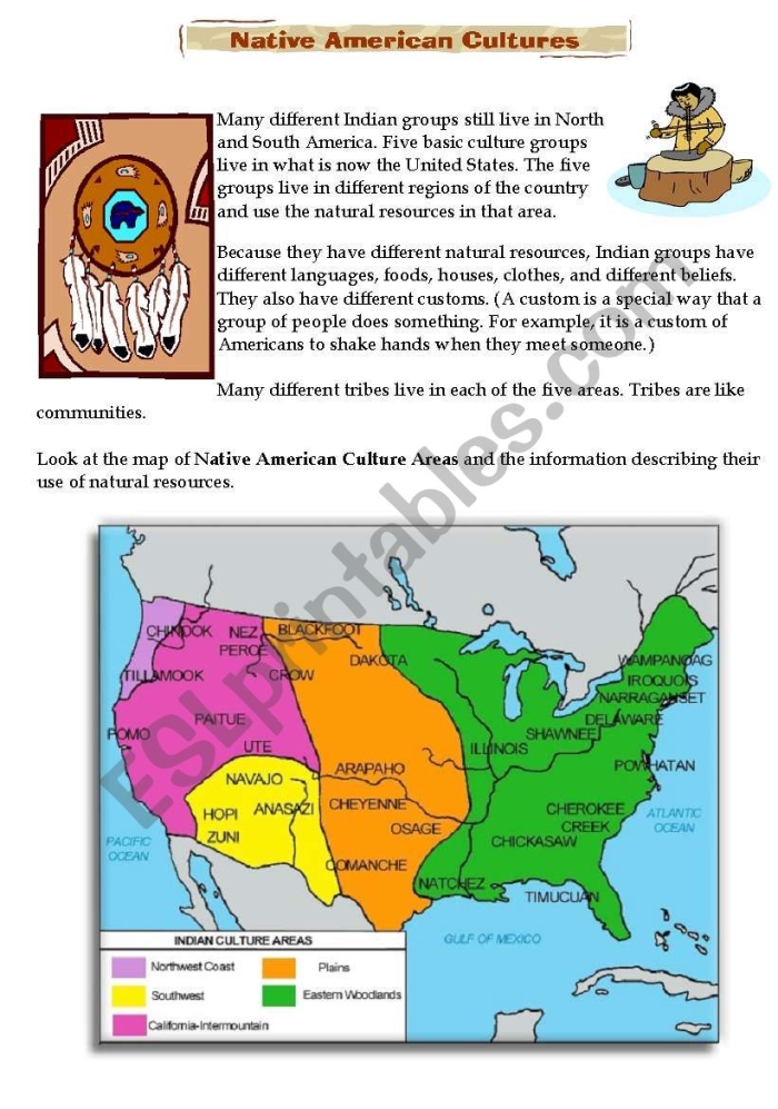 Native American Cultural Areas Worksheet Seven Geographic Regions Map Third grade student coloring a map of Native American cultural regions on a worksheet