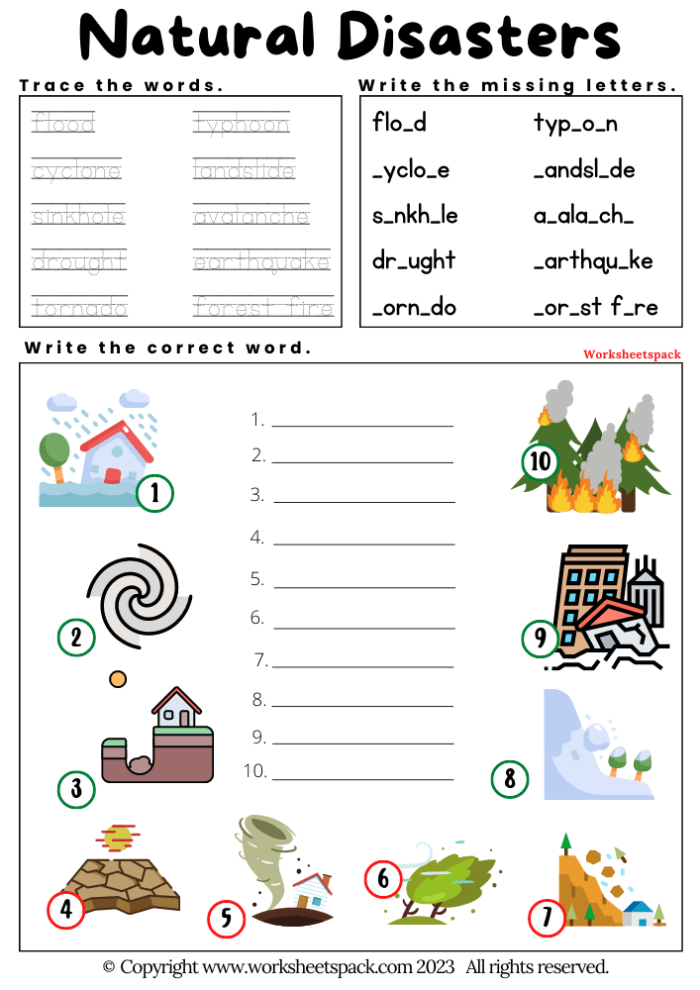 Causes and Effects of Natural Disasters Worksheet 16 Fifth grade worksheet featuring a nonfiction reading passage and exercises on the causes and effects of natural disasters