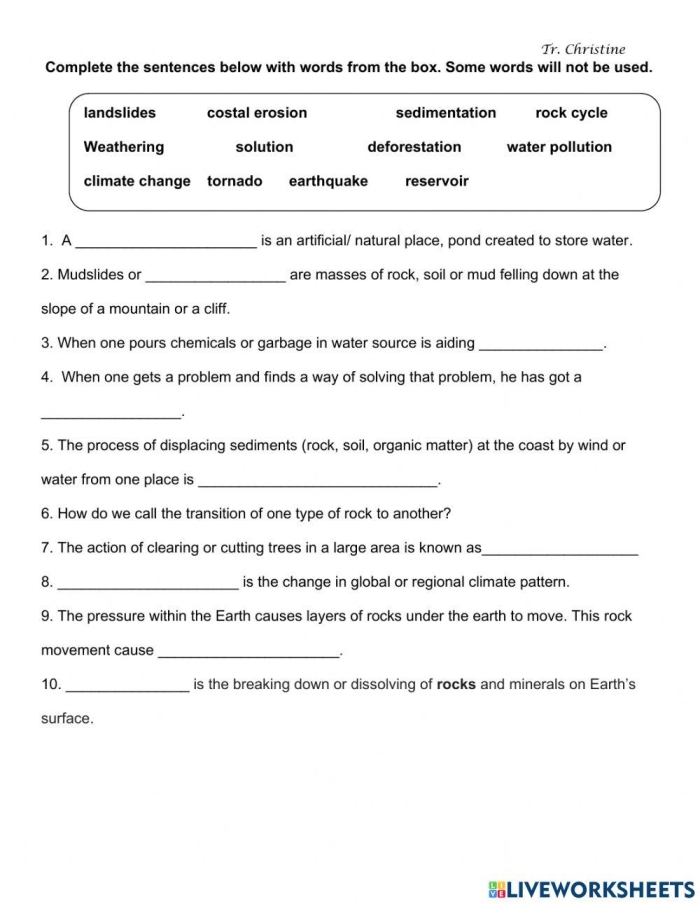 Causes and Effects of Natural Disasters Worksheet for Division Skills Worksheet illustrating causes and effects of natural disasters for fifth graders