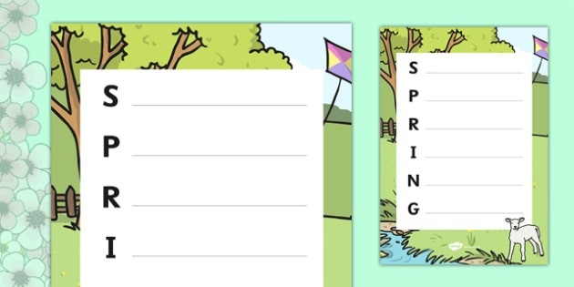 Grammar and Mechanics worksheet for Kindergarten Nature Walk Acrostic Poems worksheet for kindergarten students to learn about poetry. Fun activity that guides children in writing their own acrostic poems.