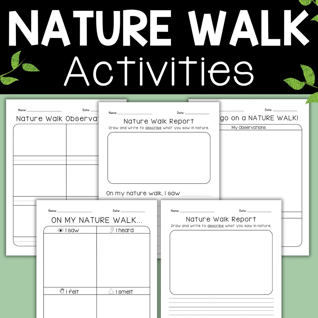 worksheet featuring prompts for a nature walk, encouraging third graders to observe and document their findings