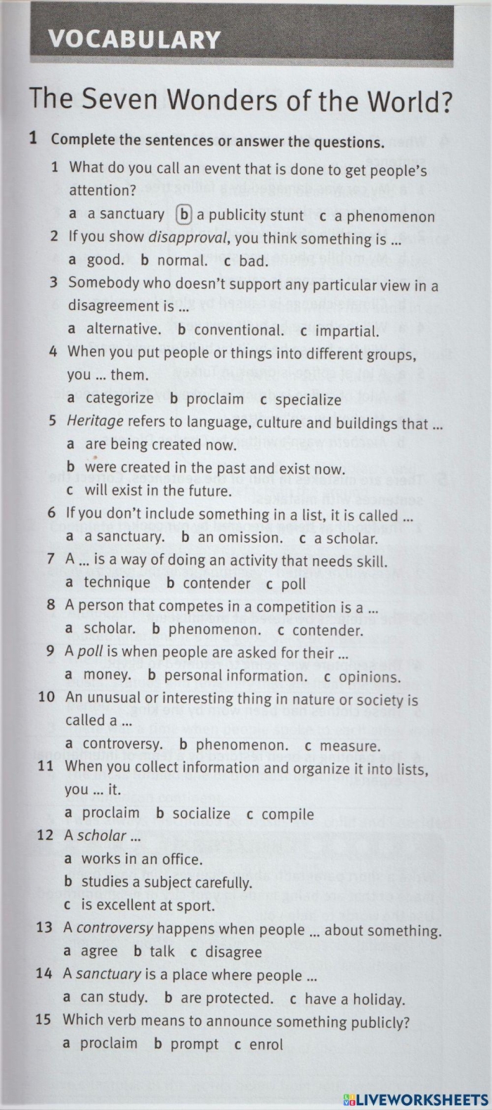 New 7 Wonders Word Search worksheet for second graders to enhance their vocabulary