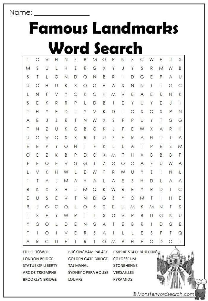 New 7 Wonders Word Search worksheet for second graders to enhance their vocabulary