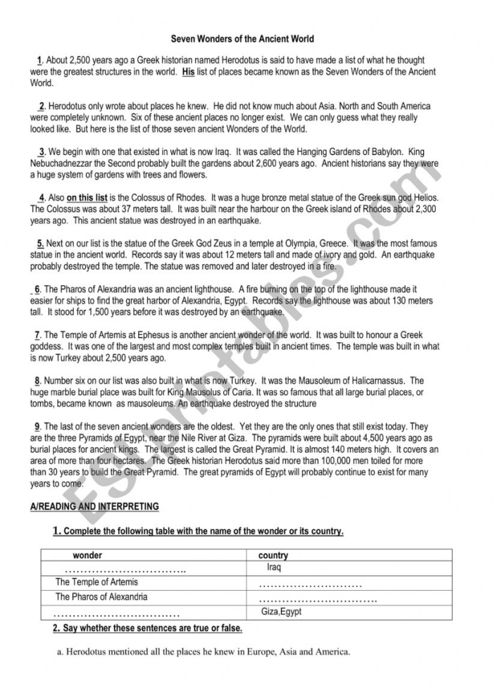 Sixth grade students researching the New Seven Wonders of the World on a number theory worksheet