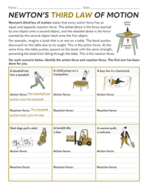 Sixth grade science worksheet featuring a matching activity about Newton's First Law of Motion