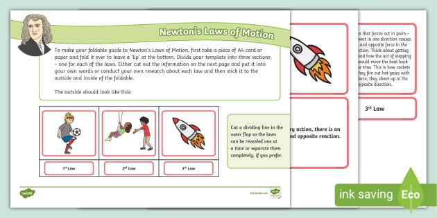 Worksheet activity for sixth graders on Newton's First Law of Motion