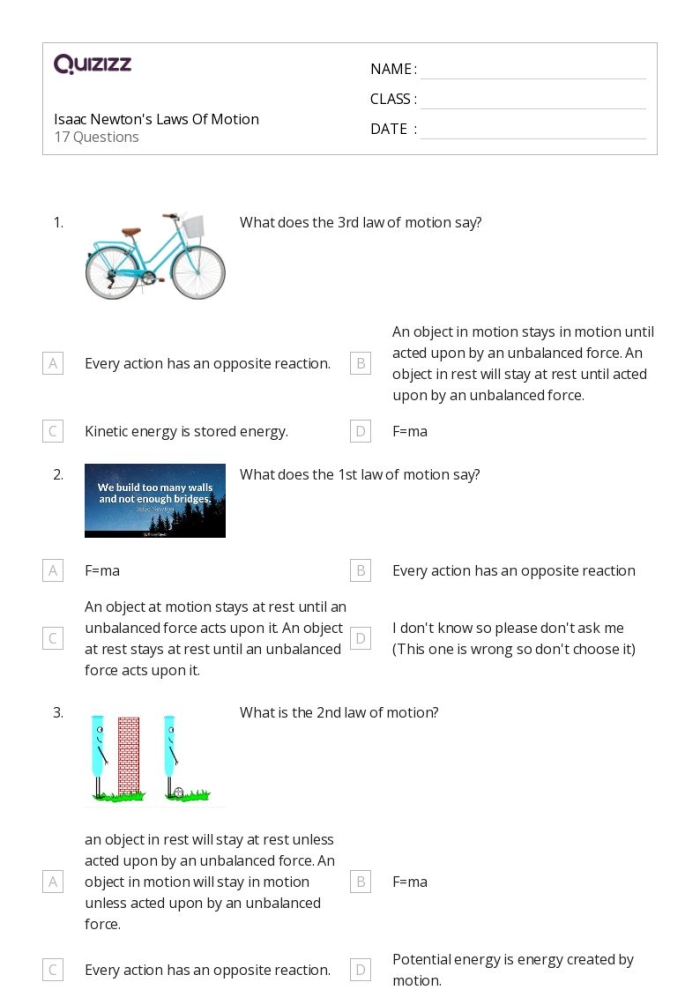 Engaging activity sheet illustrating Newton's third law of motion Newton's Third Law worksheet for fifth graders exploring forces and reactions