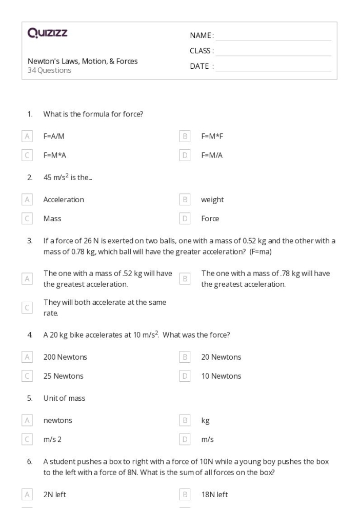 Visual representation of the concept that for every action, there is an equal and opposite reaction Worksheet illustrating Newton's Third Law of Motion with a child pushing another child