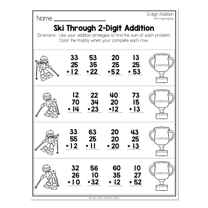 Engaging worksheet to help young learners master addition with regrouping techniques Ninja Addition with Carrying worksheet for second graders practicing two-digit addition