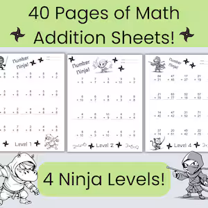Engaging worksheet for young learners to master addition with regrouping skills Ninja Addition with Carrying worksheet for second graders to practice two-digit addition