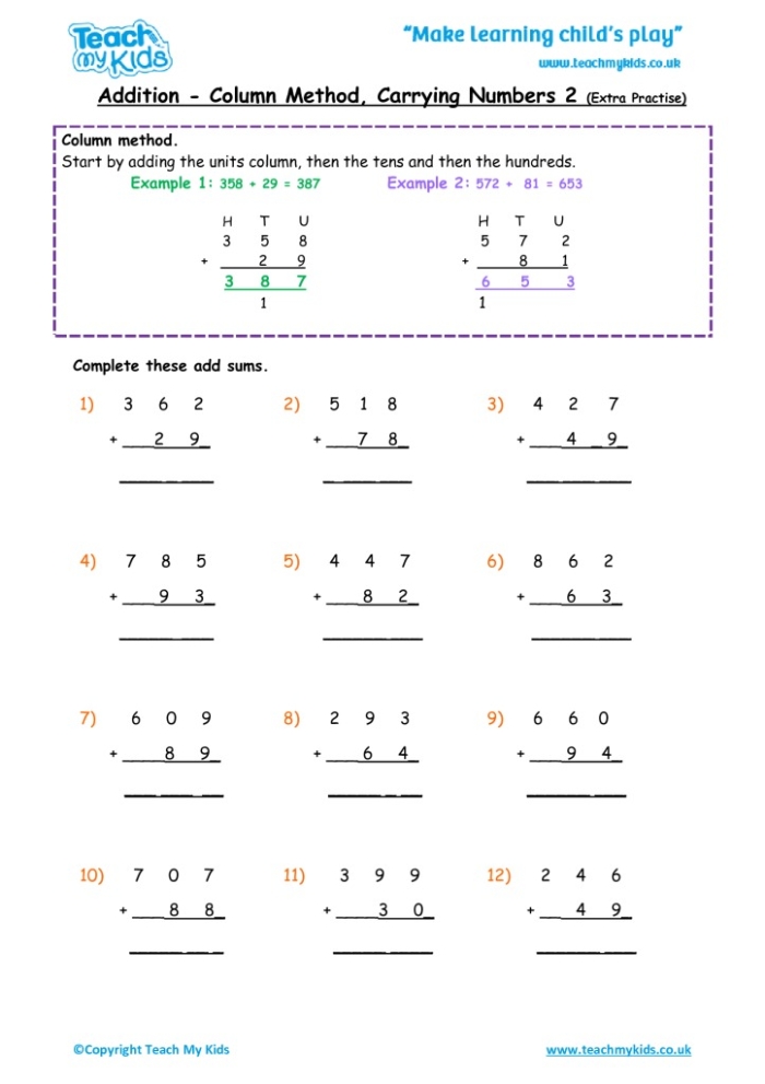 Engaging Ninja Addition with Carrying worksheet for mastering regrouping skills Ninja Addition worksheet for second graders to practice two-digit addition with carrying