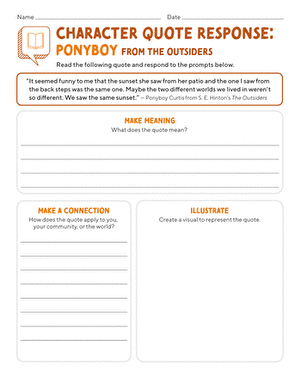 Pre-reading activity worksheet for The Outsiders focusing on stereotypes