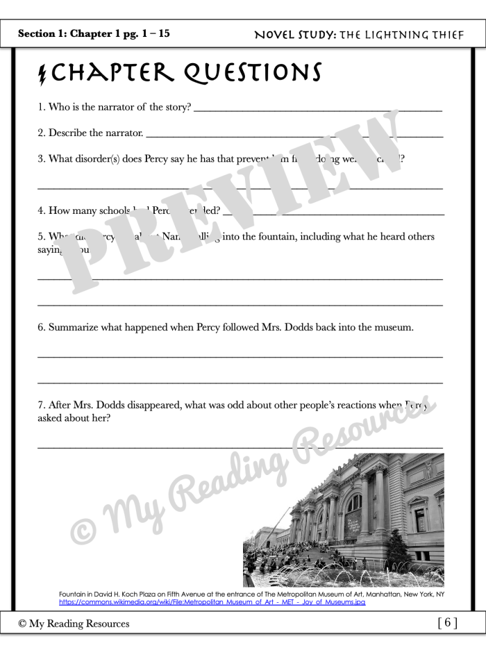 Numbers and Counting worksheet for Sixth Grade Worksheet for pre-reading activity on The Lightning Thief by Rick Riordan, designed for sixth graders to enhance background knowledge. Pre-Reading Activity for The Lightning Thief: Engaging Worksheet for Sixth Grade Students.