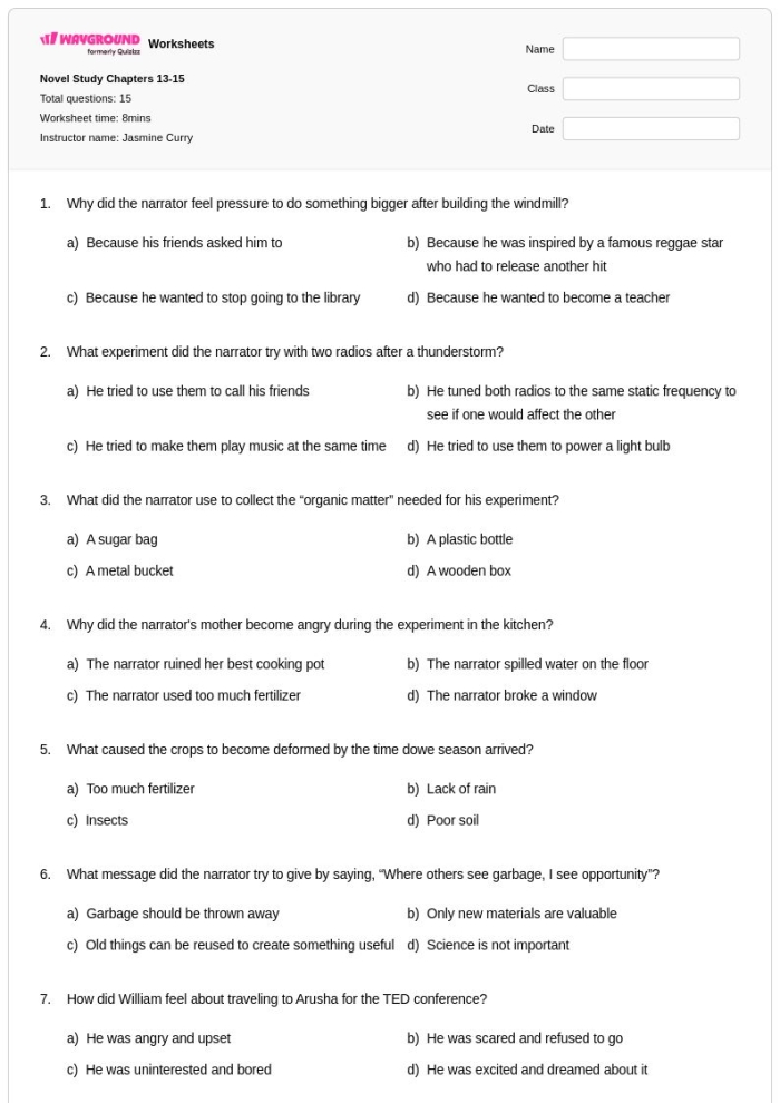 Image of a graphic organizer to help analyze characters from the novel Wonder Character Tracker worksheet for R.J. Palacio's Wonder designed for fourth-grade students