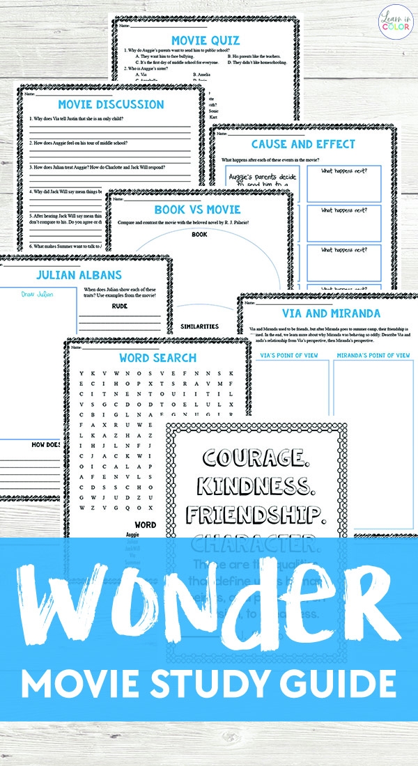 Acts of Kindness Activity for R.J. Palacio’s Wonder - Image 10 Worksheet for the Novel Study: Wonder, focusing on acts of kindness for fourth graders