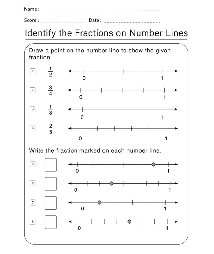Fifth grade addition worksheet featuring a number line to solve for missing fractions and decimals to reveal a hidden message