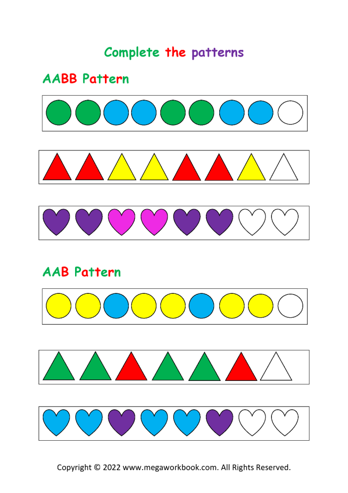 Fractions worksheet for Second Grade Worksheet featuring "Complete the Pattern" exercises for second graders focusing on number sense and fractions. Educational resource for enhancing multiplication skills through pattern recognition.