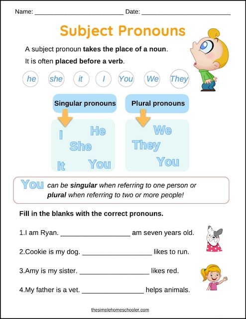 Third grade grammar worksheet showing object pronouns exercise with sentences for students to replace objects with correct pronouns