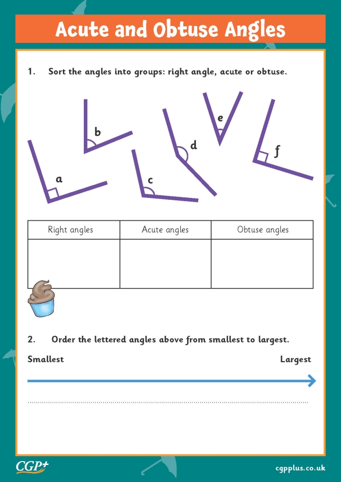 Worksheet featuring obtuse angles for fourth graders