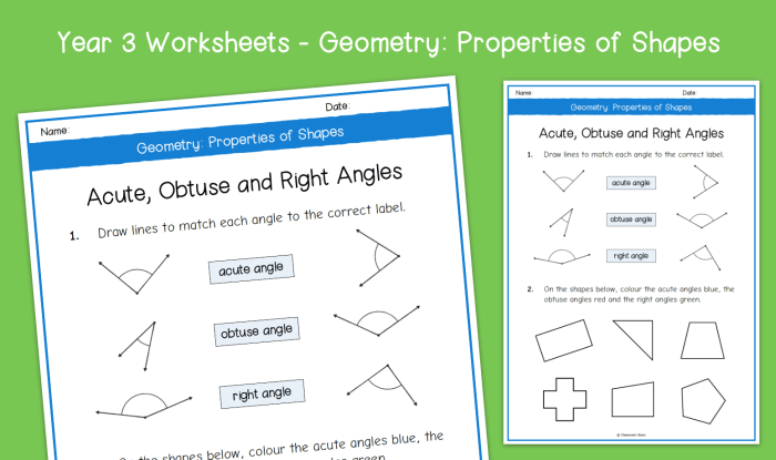 Worksheet featuring obtuse angles for fourth graders