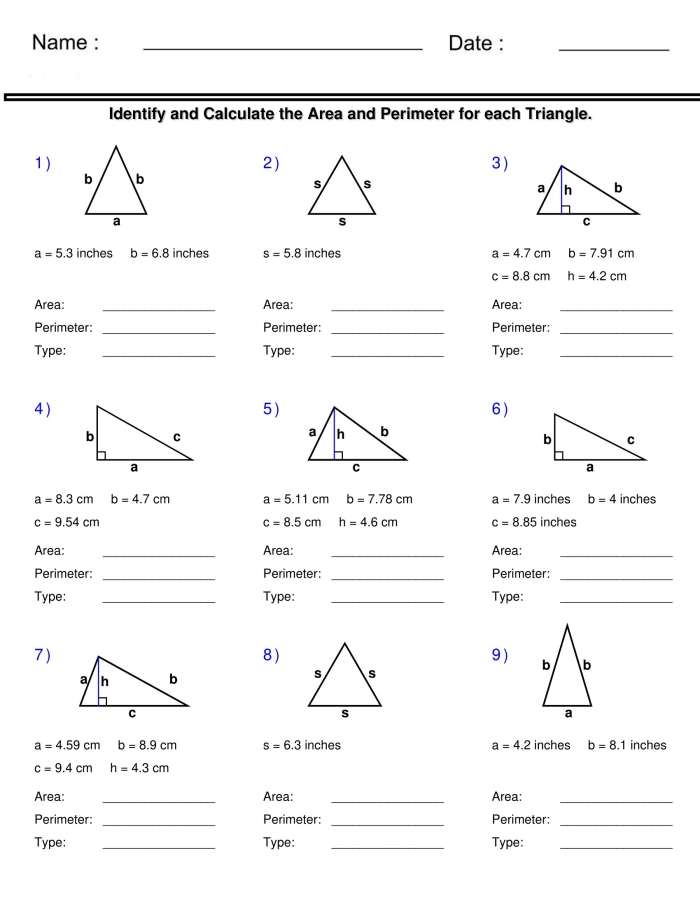 Obtuse Triangle Area Finding Worksheet for Geometry Practice Worksheet for practicing area calculations of obtuse triangles for sixth graders