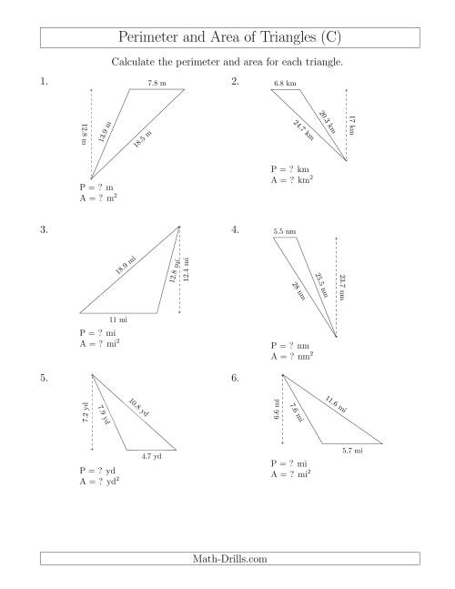 Worksheet for finding the missing base of obtuse triangles in a geometry lesson