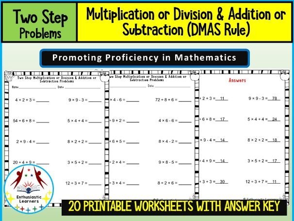 Multi-Step Subtraction and Division Problems Worksheet Image 3 Third grade students solving ocean-themed word problems using subtraction and division steps