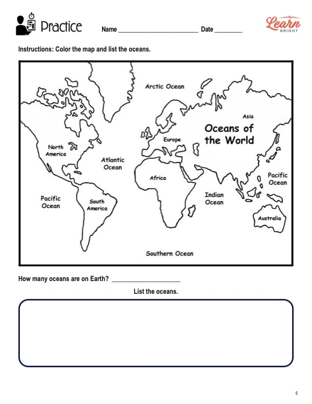 Third grade student working on a nonfiction reading comprehension worksheet about the ocean