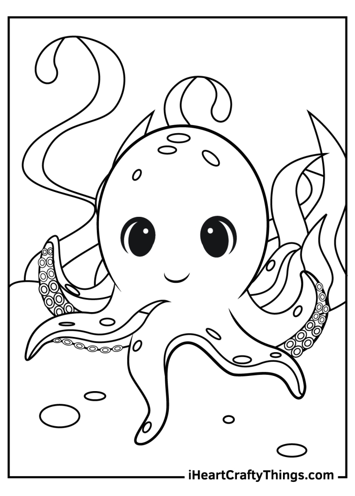 Cute octopus coloring page worksheet for preschoolers to enjoy