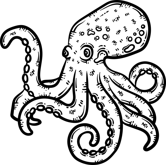 Cute octopus coloring page for preschool children to enjoy