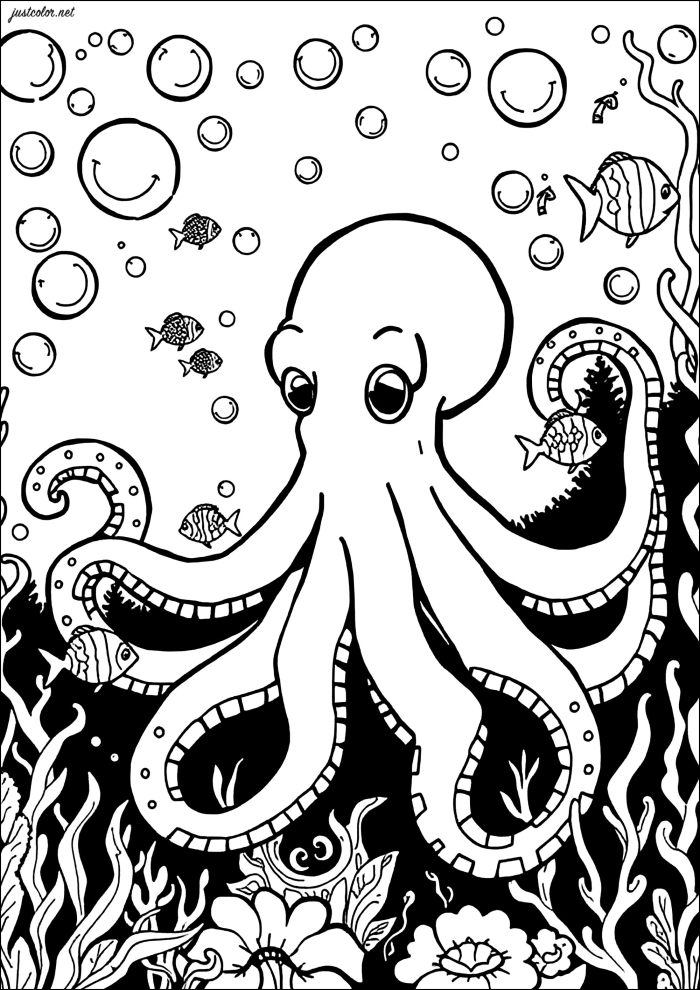 A fun octopus coloring page that engages preschoolers in creative learning
