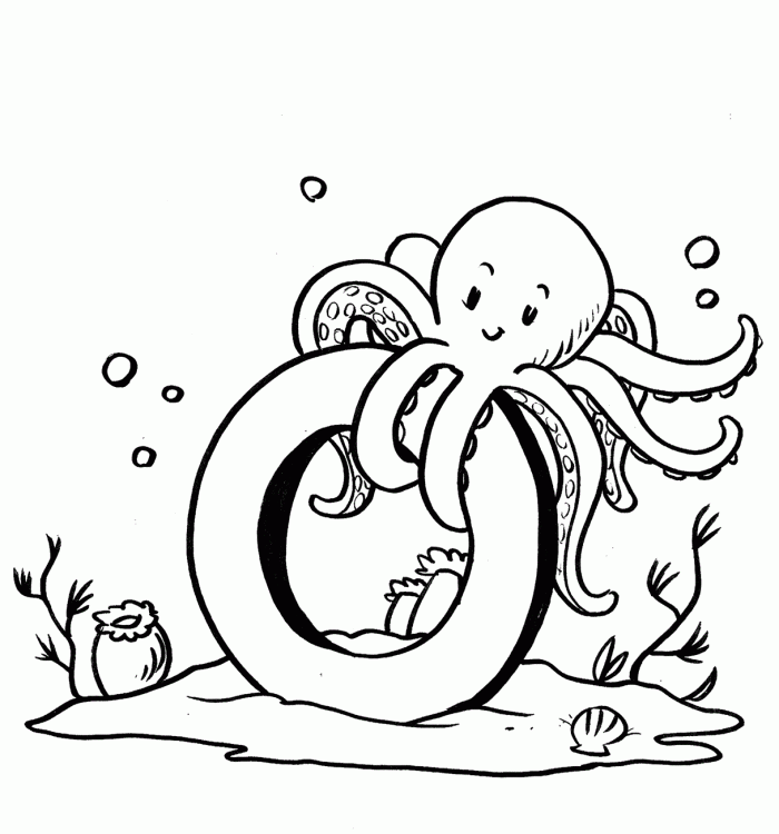Cute octopus coloring page worksheet for preschoolers to enjoy