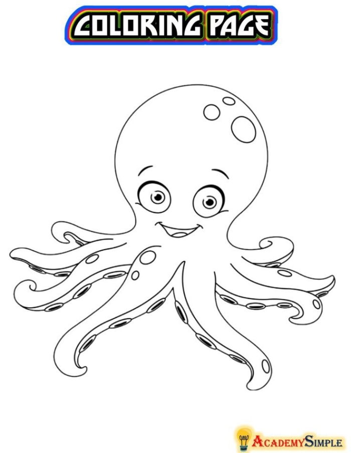 Adorable octopus coloring page worksheet for preschoolers to enjoy