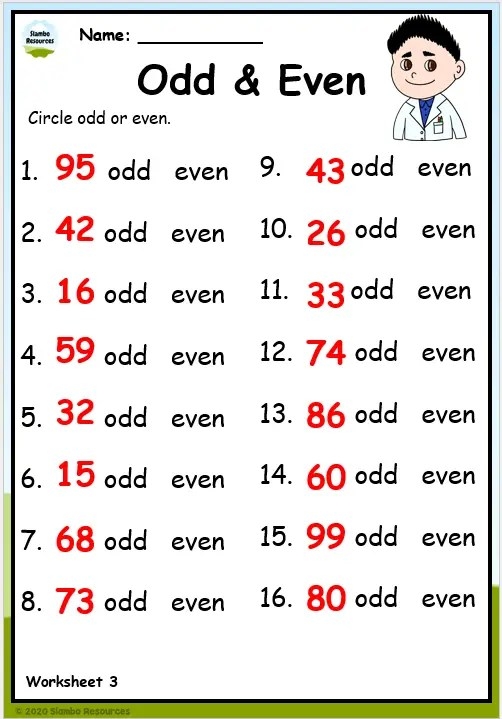 Reading worksheet for Numbers and Counting Worksheet featuring math learners identifying odd and even numbers in a fill-in-the-bubble format. Visual representation of an Odds and Evens worksheet for reading and counting practice.