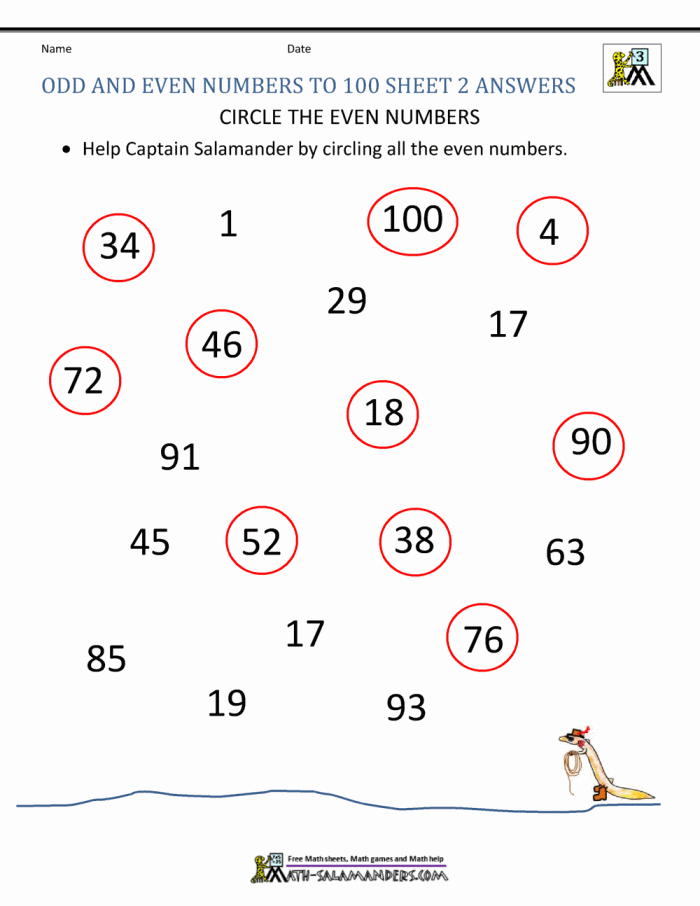 Reading worksheet for Numbers and Counting Students determine odd and even numbers in a fill-in-the-bubble worksheet focused on counting. Worksheet image illustrating odd and even number identification for math learners.