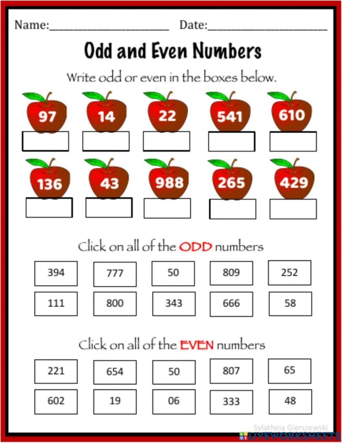 Visual representation of a fill-in-the-bubble math activity for counting numbers Students completing an Odds and Evens worksheet identifying one- and two-digit numbers as odd or even